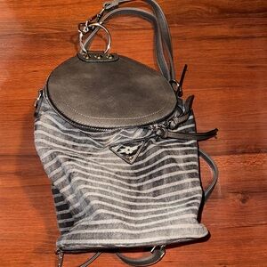 Stylish Gray Striped Women's Backpack